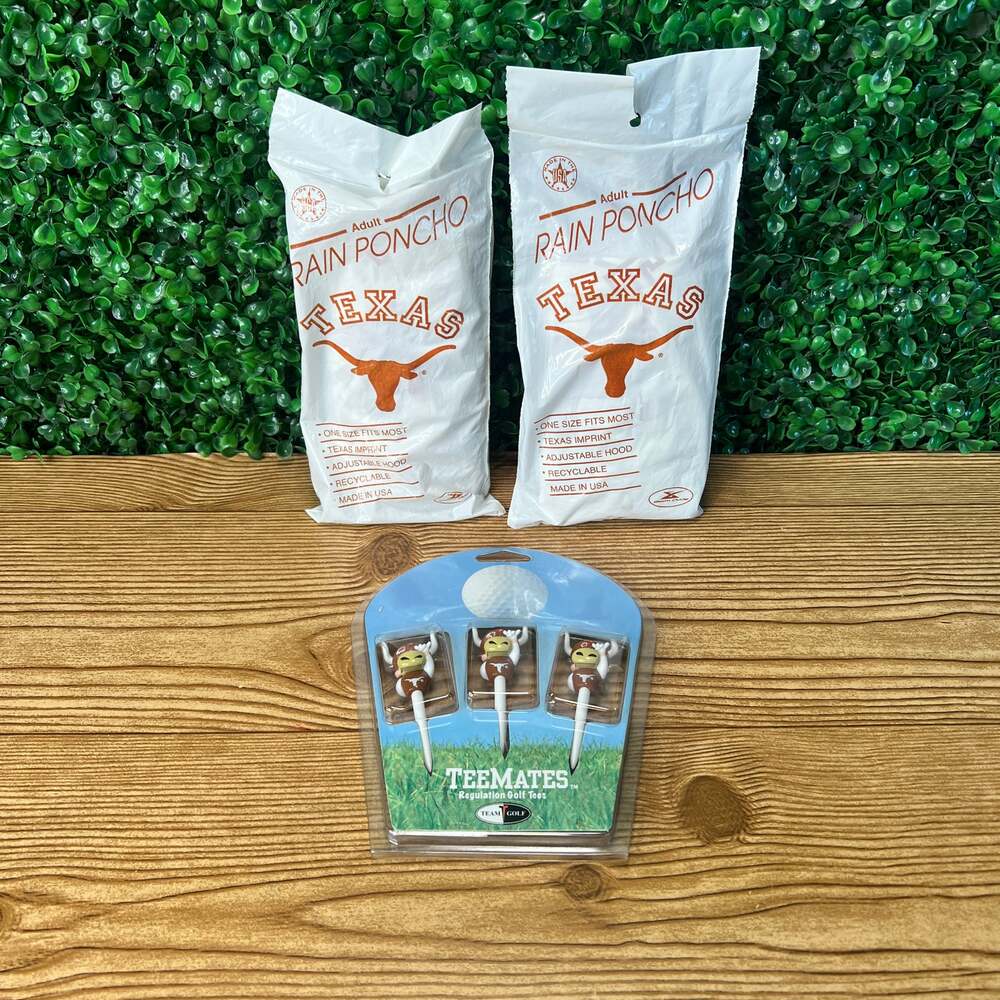University of Houston Mascot Plastic Golf Tees 3 Pack & 2 UT Adult Rain Ponchos